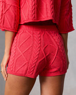 Coral % Noon Nap Drawstring Cable Knit Shorts-4