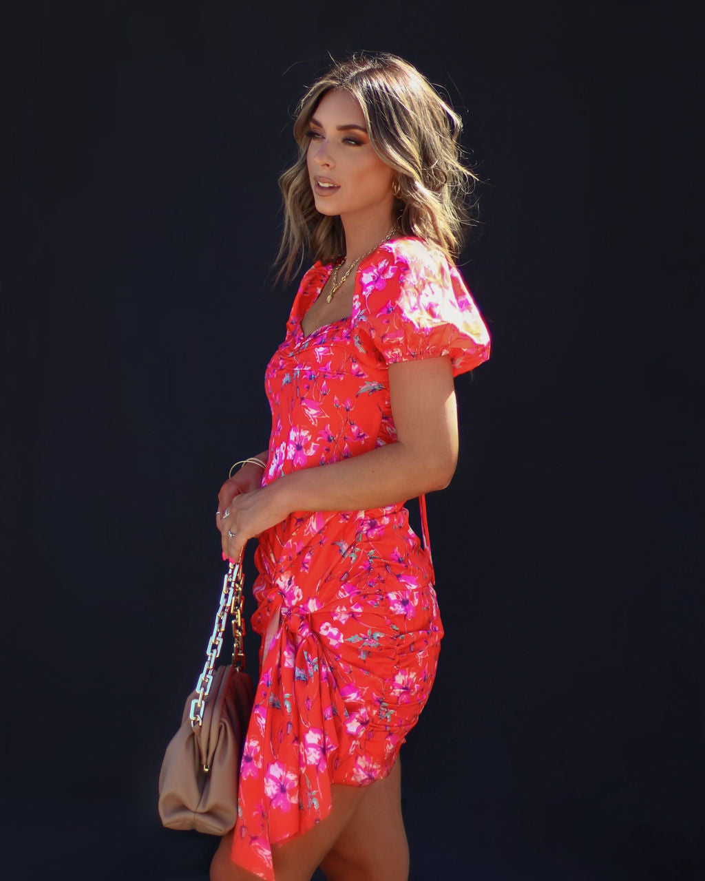 Springs Finest Satin Floral Puff Sleeve Mini Dress – VICI