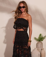 Coastline Energy Floral Eyelet Strapless Crop Top