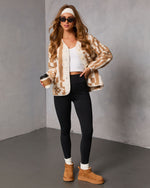 Taupe % Timeless Form Geometric Sherpa Jacket-2