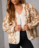 Taupe % Timeless Form Geometric Sherpa Jacket-5