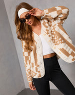 Taupe % Timeless Form Geometric Sherpa Jacket-6
