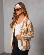 Taupe % Timeless Form Geometric Sherpa Jacket-3