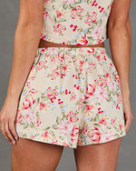 Garden Romantic Floral Linen Mid Rise Shorts