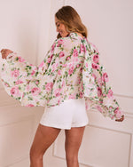 Bloom On Floral Mock Neck Blouse