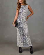 Spotted Muse Leopard Mock Neck Maxi Dress