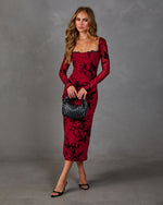 Ellie Floral Long Sleeve Midi Dress