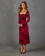 Ellie Floral Long Sleeve Midi Dress