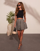 Velmiah Pleated Gingham Print Mini Skirt