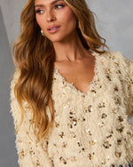 Francia Shaggy Metallic Sequin Sweater