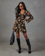 Dusky Garden Mesh Floral Mini Dress