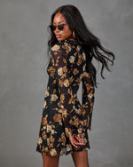 Dusky Garden Mesh Floral Mini Dress