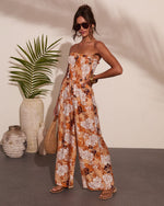 Sun Daydream Strapless Floral Print Jumpsuit