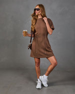 Layover Lounge Drawstring Waist Soft Form Mini Dress