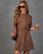 Layover Lounge Drawstring Waist Soft Form Mini Dress