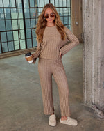 Taupe % Homebody Hour Ribbed Knit Sweater-6