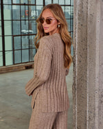 Taupe % Homebody Hour Ribbed Knit Sweater-4