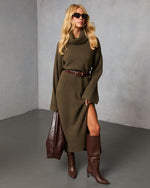 Olive % Roselle Turtleneck Midi Sweater Dress-1