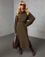 Olive % Roselle Turtleneck Midi Sweater Dress-5