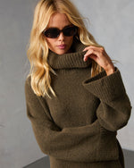 Olive % Roselle Turtleneck Midi Sweater Dress-2