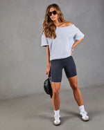 Empower Luxe Short Sleeve Off The Shoulder Sweatshirt