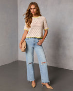 Elarina Open Knit Short Sleeve Sweater