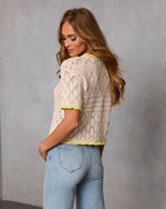 Elarina Open Knit Short Sleeve Sweater