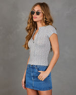 Soft Hours Henley Pointelle Floral Top