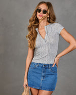 Soft Hours Henley Pointelle Floral Top