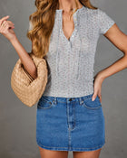 Soft Hours Henley Pointelle Floral Top