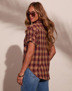 Daily Classic Plaid Short Sleeve Button Down Top