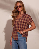 Daily Classic Plaid Short Sleeve Button Down Top