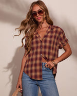 Daily Classic Plaid Short Sleeve Button Down Top