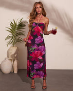 Arlie Mesh Floral Cut Out Halter Neck Maxi Dress