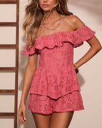 Mariam Cotton Ruffle Eyelet Romper