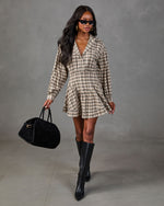 Autumn Edit Plaid Mini Shirt Dress