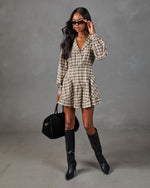 Autumn Edit Plaid Mini Shirt Dress