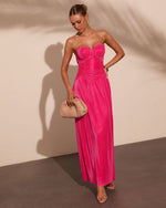 Moonlit Riviera Pleated Satin Corset Maxi Dress