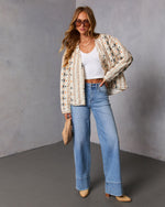 Sadena Printed Abstract Quilted Jacket