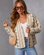 Sadena Printed Abstract Quilted Jacket