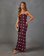 Fable Darling Satin Polka Dot Maxi Dress