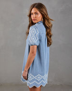 Blue Harvest Floral Denim Mini Shirt Dress