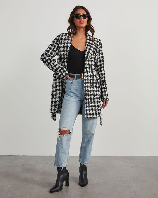 On Your Mark Houndstooth Tie Waist Jacket – VICI