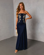 Wild Grace Velvet Embroidered Maxi Dress