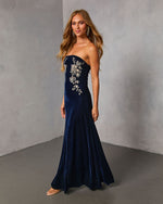 Wild Grace Velvet Embroidered Maxi Dress