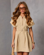 City Work Belted Mini Shirt Dress