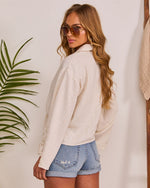 Warm Dune Bell Sleeve Front Tie Top