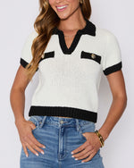 Polo Contrast Knit Top