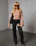 Mauve % Snoozy Sundays Contrast Knit Trim Sweater-2