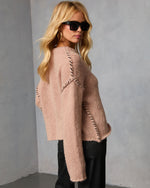 Mauve % Snoozy Sundays Contrast Knit Trim Sweater-4